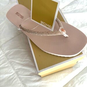 Michael Kors Rose Gold Jeweled Thong Sandal